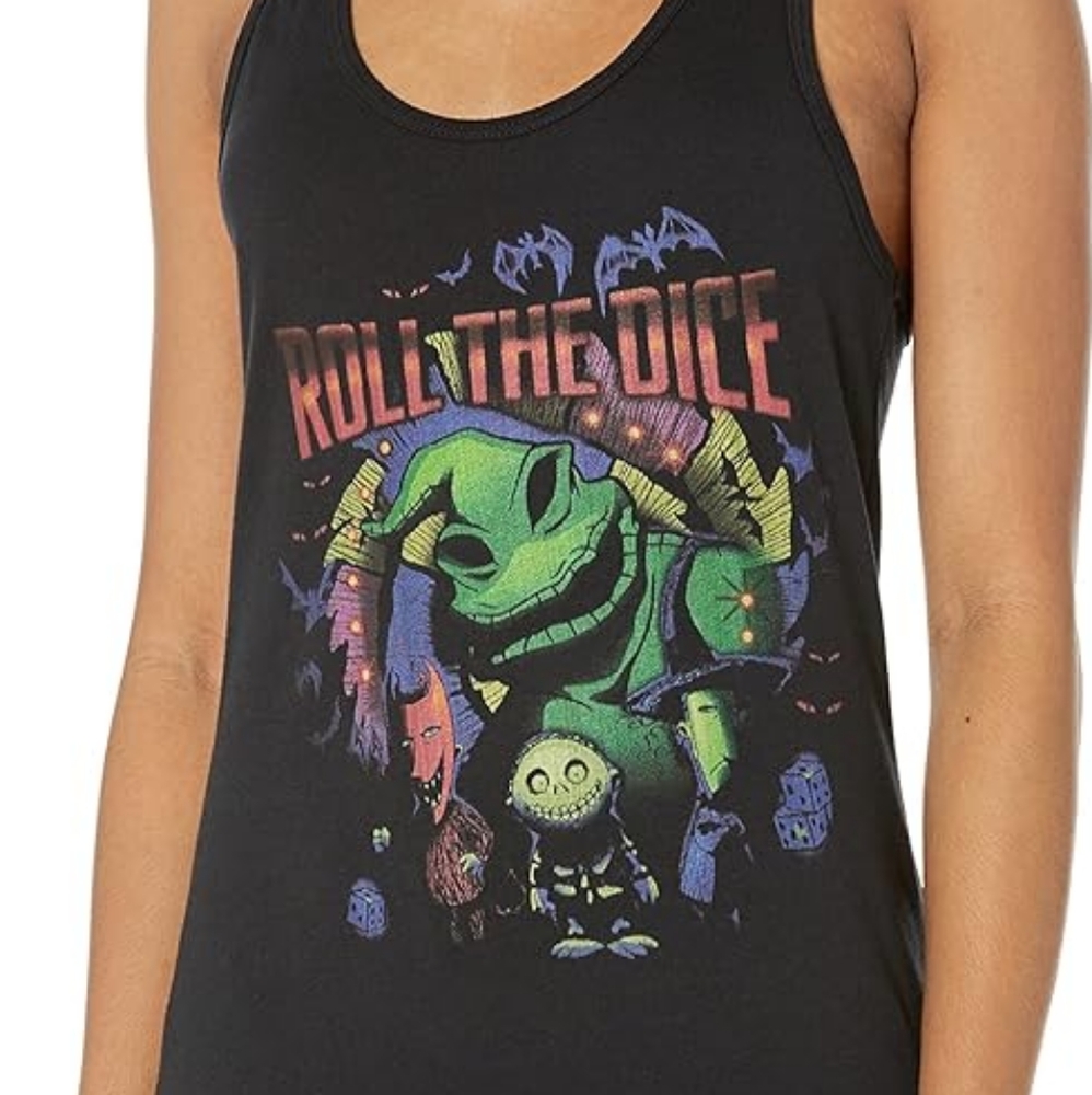 Disney Women's Nightmare Before Christmas Oogie Dice Slim Fit, Scoop Hem Racerba